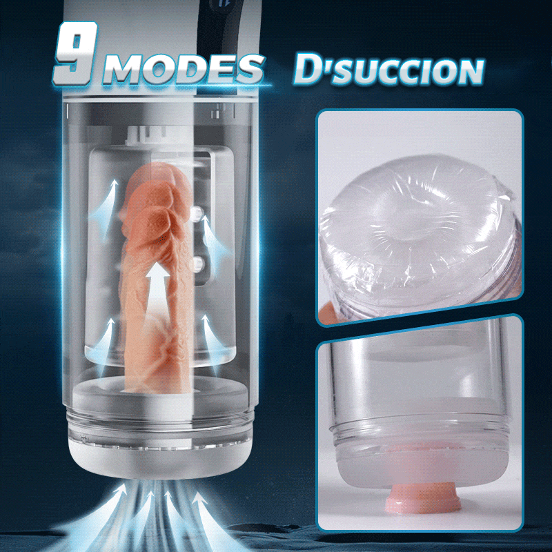 【Nouveau】9 Aspirer&Pousser&Tourner LCD Masturbateur Cup avec fonction vocale