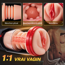 Charger l'image dans la galerie, 4 en 1 Masturbateur cup, 10 modes de vibration, 5 modes de va-et-vient et un mode d'aspiration avec interaction vocale pour une expérience polyvalente.