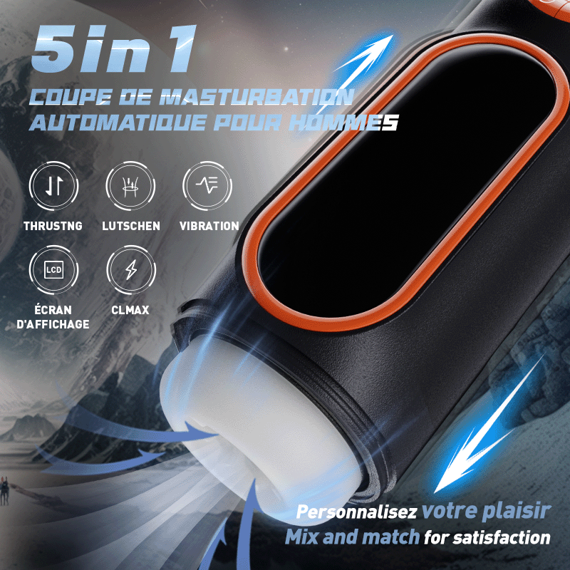 Masturbâteur Homme Succion Automatique avec 10Mode de Vibration & Poussée Silicone Sex Toys Oral Masculin Va & Vient pour la Stimulation du Pénis Jouet Sexuel