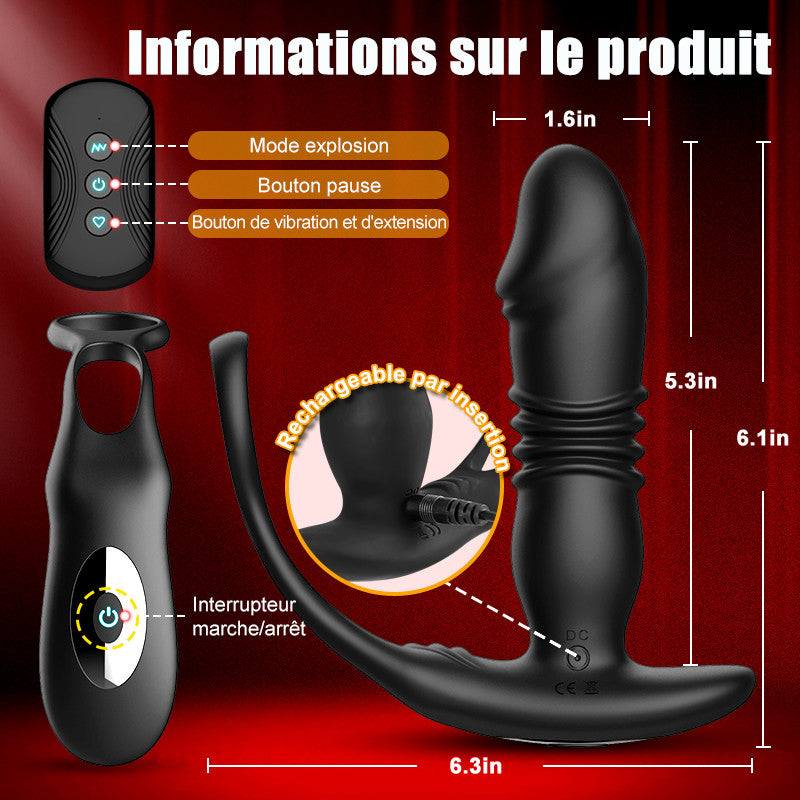 【HOT】SAUL Vibromasseur de prostate avec 3 mouvements de va-et-vient et 12 vibrations