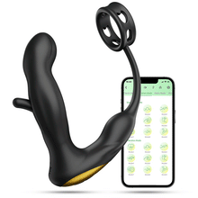 Charger l'image dans la galerie, Masseur de prostate en silicone vibrant et battant avec anneau pénien