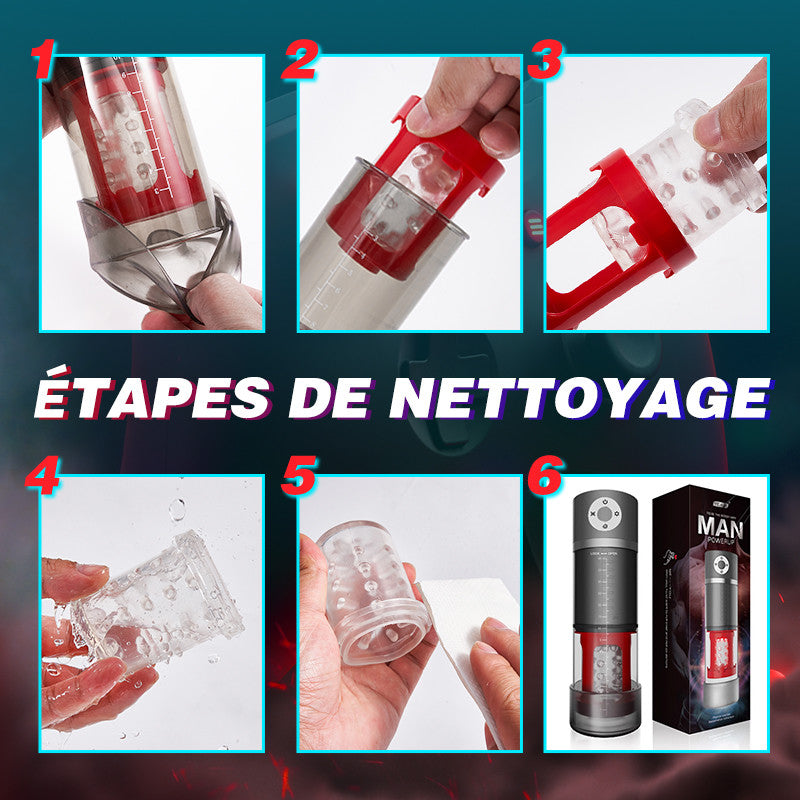 5 Rotation + 5 Aspiration 2-en-1 Godet de Masturbateur cup Pompe à pénis.