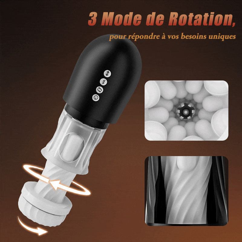 ROCKET Masturbateur 3 Rotation 5 Vibration+Va-et-Viens chauffant