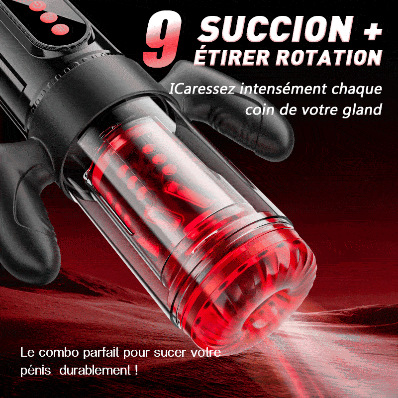 Terminator - Sexe oral x vaginal ! 9 rotations télescopiques+9 succions Masturbateur masculi