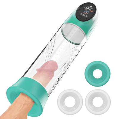Green Pioneer - Pompe à pénis à eau avec écran LCD, 4 niveaux de pression et 9