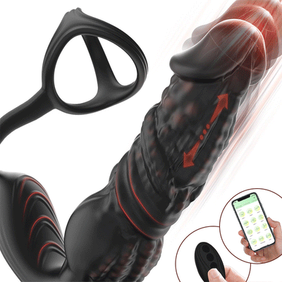 Masseur de prostate 6 en 1 à poussée rapide avec télécommande et application