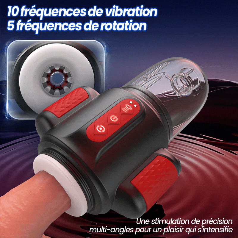 Storm Vortex – Pulvérisation d’eau à 5 fréquences + Vibration à 10 fréquences + Rotation à 5 fréquences, Double stimulat