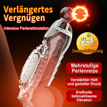 Charger l'image dans la galerie, Vibrierende Penishülle mit Sperrring – Noppen &amp; feste Spitze für gezielte Stimulation