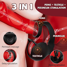 Charger l'image dans la galerie, Anneau pénien stimulateur à 360° pour une couverture complète des testicules, avec 9 modes de vibration et de chauffage