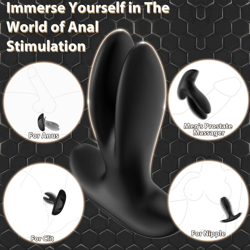 Vibrateur d'extension de plug anal, masseur de prostate avec 9 vibrations et 8 extensions