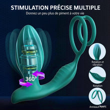 Charger l'image dans la galerie, Vibromasseur anal rotatif à 360° avec fonction de massage de la prostate et télécommande via application, plug anal vibrant avec 9 modes de vibration et 9 modes de rotation, anneaux péniens en silicone et vibromasseurs anaux