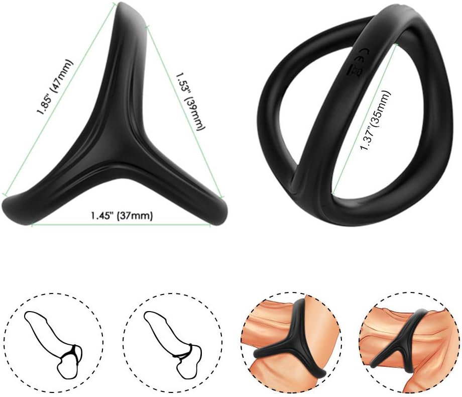 Anneaux de Pénis Triangle pour Homme Couples , Adorime Silicone Anneaux Péniens Jouets Sexuels Pour Améliorer les Performances Sexuelles, Plus Dur et Plus Fort