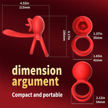 Charger l'image dans la galerie, Anneau vibrant pour pénis et clitoris, 9 modes de vibration avec fonction léchage de langue, stimulateur du point G à double anneau en silicone, idéal pour les couples