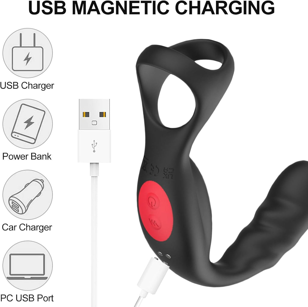 Masseur de Prostate Jouet Sexuel Anal, 4 en 1 Vibromasseurs Anales avec 10 Vibrations, Vibrateur pour Pénis avec Anneau Pénien & Télécommande, Plugs Anals Vibrants-Jouet pour Adulte pour Homme