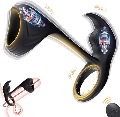 Vibrateurs anneau Pénien, Vibrateurs anaux pour homme Stimulateur de massage de la Prostate avec 10 modes de Vibration Télécommande Vibrant Cockring Anal Plug Jouets sexuels pour hommes Couples