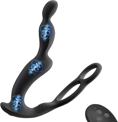 Vibromasseurs anaux à 3 moteurs pour la stimulation de la prostate chez l'homme, avec anneau pénien, plug anal, jouets sexuels, vibromasseurs, godes, jouets sexuels en silicone pour hommes et femmes