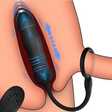 Charger l'image dans la galerie, Stimulateur de prostate masculin, appareils de massage, vibromasseurs anaux avec anneau pénien, télécommande, vibromasseur télescopique avec 3 modes de vibration + 3 modes de poussée, plug anal, gode, jouets sexuels pour hommes