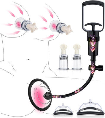 Pompe Vaginale et Tétonnière, Jouet Intime avec Ventouses Clitoridiennes – Pompe Teton, Stimulateur Clitoridien à Succion et Suceurs de Clitoris pour Femme/Couple, Sextoy BDSM Puissant