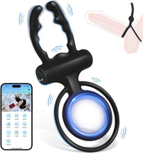 Charger l'image dans la galerie, Anneau Penien - Anneau Homme Vibrant Sex Toýs Couple Vibromasseur, Femme Clitoridien Puissant - Rechargeable, prêt pour la douche et dure jusqu'à 60 minutes, 10 Modes de Vibration et Contrôle des APP