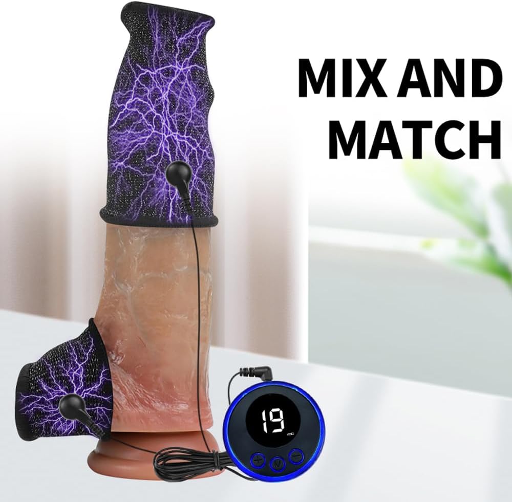 BDSM choc électrique réglable double anneau pénien ensemble d'anneaux de testicule anneau pénien stimulateur électrique anneaux péniens anneau de gland Stimulation du pénis SM jouet sexuel fo