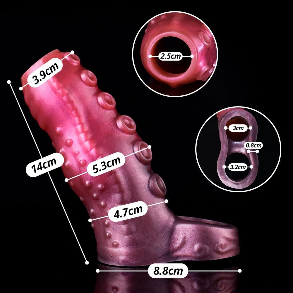 Gaines pour Pénis Tentacule, Manchon Penis Ouvert avec Anneau Testiculaire, Agrandisseur de Pénis Réutilisable, Retardateur Éjaculation, Sex Toýs Homme pour Couple Plaisir