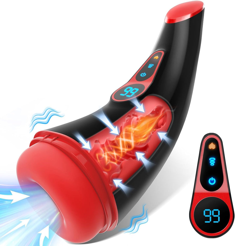Masturbeuse Homme Sex Toys, Masturbateurs Masculins avec 9 Succion et 9 Vibration, Masturbateur Automatique 3D Vaginette Ultra Réaliste, Écran LCD Sextoy Homme Sex Toýs Homme Suceur Sextoys