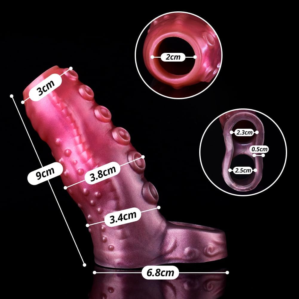 Gaines pour Pénis Tentacule, Manchon Penis Ouvert avec Anneau Testiculaire, Agrandisseur de Pénis Réutilisable, Retardateur Éjaculation, Sex Toýs Homme pour Couple Plaisir