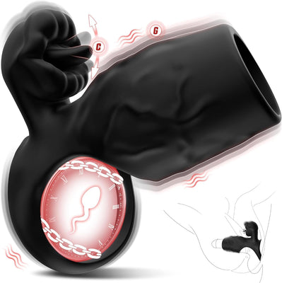 Anneau Penien - Anneau Homme Gainespour Pénis avec Langue léchant le Clitoris，9 Vibrant Modes Sextoyse Couple Plaisir,Vibromasseur Sex toýs Homme Femme ，Jouet Sexualité Adulte Couple，Sex Toys