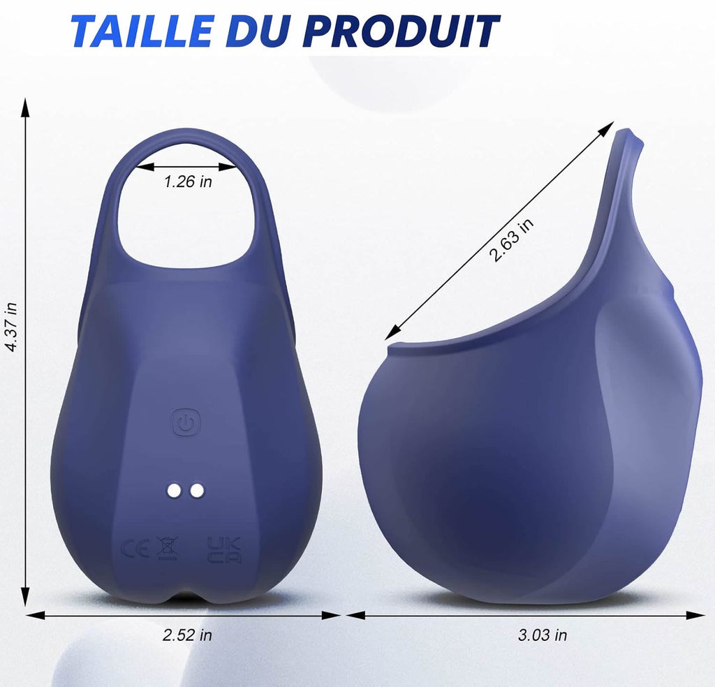 Anneau pénien et masseur pour testicules avec 10 modes de vibration et de pulsation