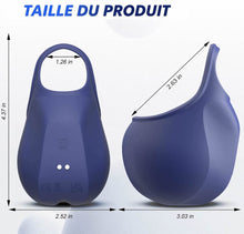 Charger l'image dans la galerie, Anneau pénien et masseur pour testicules avec 10 modes de vibration et de pulsation