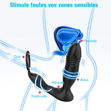 Charger l'image dans la galerie, Sex Toys Plug Anal Vibromasseur pour Homme - Gode Masturbeuse pour Gay, Masseurs de Prostate Vibrant avec Anneau Pénien, Sextoy Anus Plugs Anals avec 9 Modes Télescopiques 9 Modes Vibrations