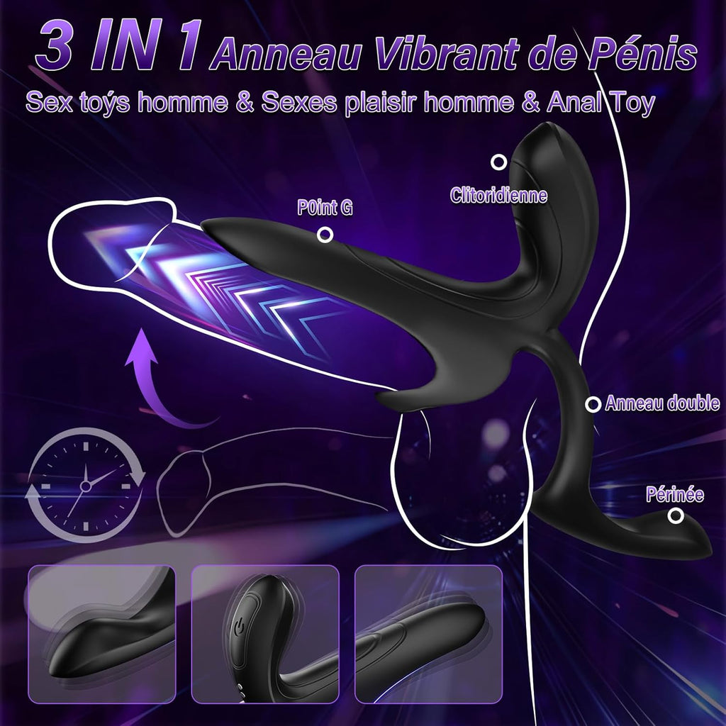 Sex Toys Anneau Penien - Anneau Homme Sextoyse Couple Plaisir, Vibromasseurs Sextoyse Homme Sex avec 9 Modes de Vibration, Anneau Vibrant Pénis Clitoridienne Sex Toyspour Pour Homme