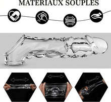 Charger l'image dans la galerie, Gaine pénienne BDSMYEE avec vibromasseur pour une extension de 9 cm, gaine pénienne, sextoy érotique pour hommes, manchons péniens, kit de sextoys pour hommes (transparent)