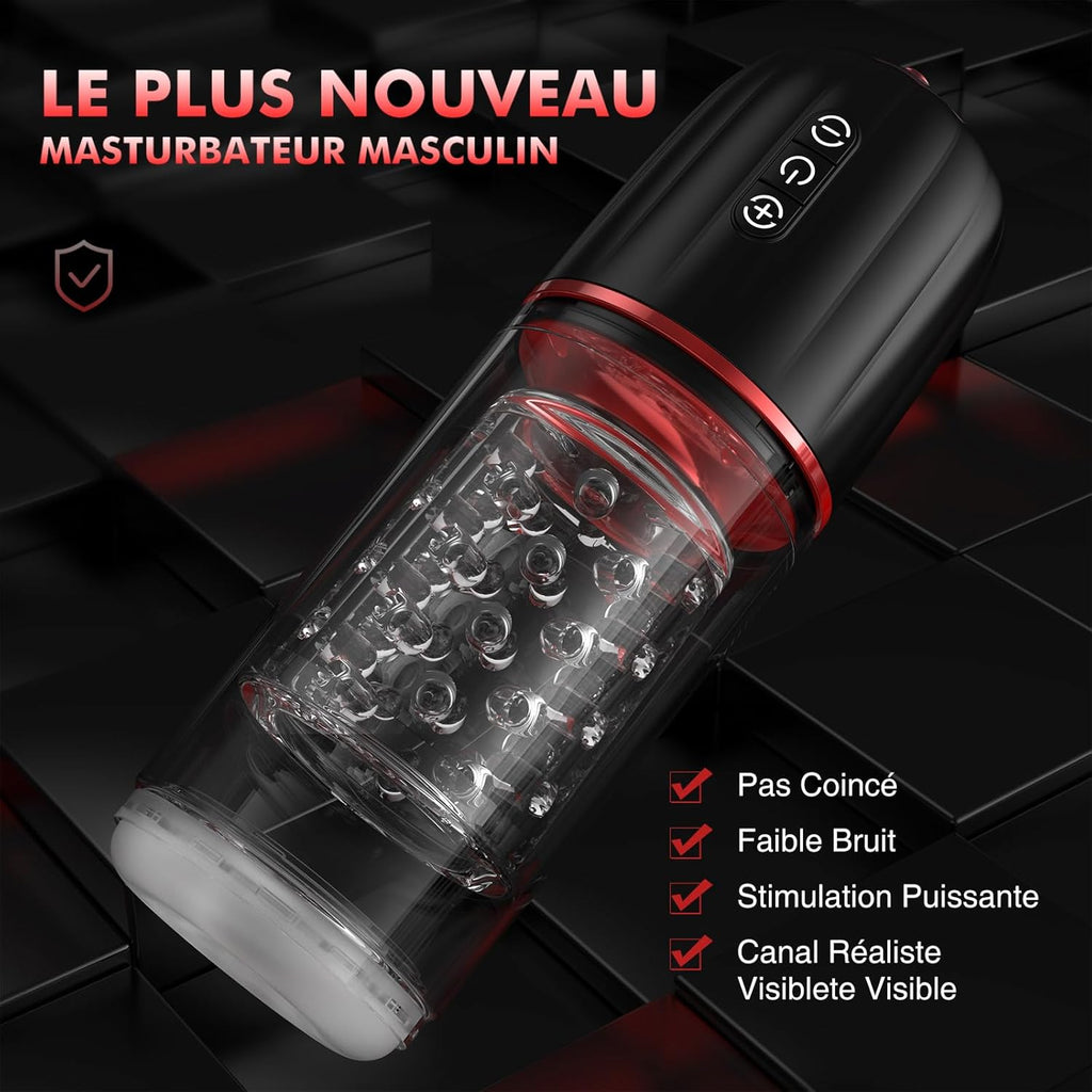 Masturbâteur Homme Mains Libres Vibromasseur Sextoy Homme, 7 Télescopiques & Rotation Masturbateur Automatique Masculin Sextoyse Homme Sexmasturbâteur, 3D Soft Vaginette Masturbâteur Succion Sex Toys