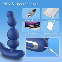 Charger l'image dans la galerie, Vibromasseur anal pour homme - 4 en 1 Stimulation de la prostate - Télécommande Perles anales Godemichet anal avec double anneau pénien 10 vibrations &amp; 3 modes rotation Masseur de prostate Plug anal