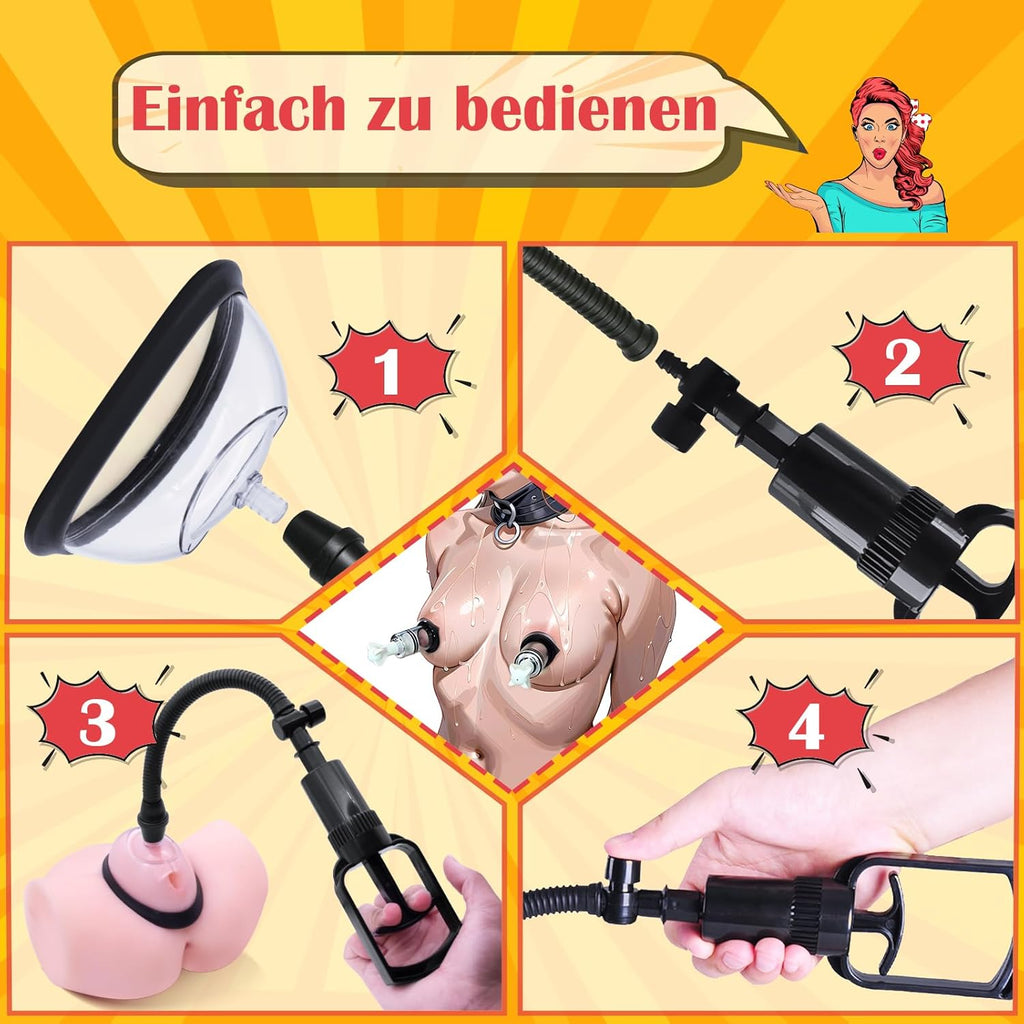 Pompe Vaginale et Tétonnière, Jouet Intime avec Ventouses Clitoridiennes – Pompe Teton, Stimulateur Clitoridien à Succion et Suceurs de Clitoris pour Femme/Couple, Sextoy BDSM Puissant
