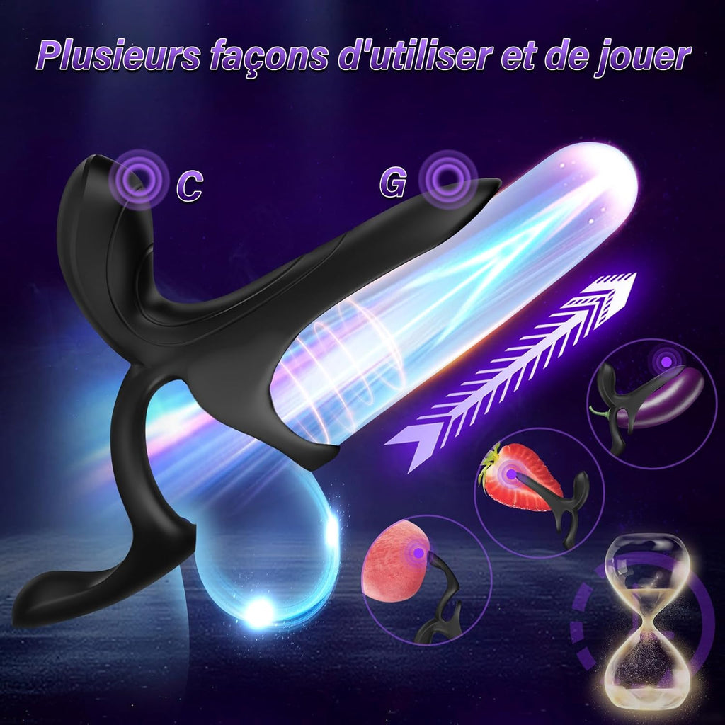 Sex Toys Anneau Penien - Anneau Homme Sextoyse Couple Plaisir, Vibromasseurs Sextoyse Homme Sex avec 9 Modes de Vibration, Anneau Vibrant Pénis Clitoridienne Sex Toyspour Pour Homme