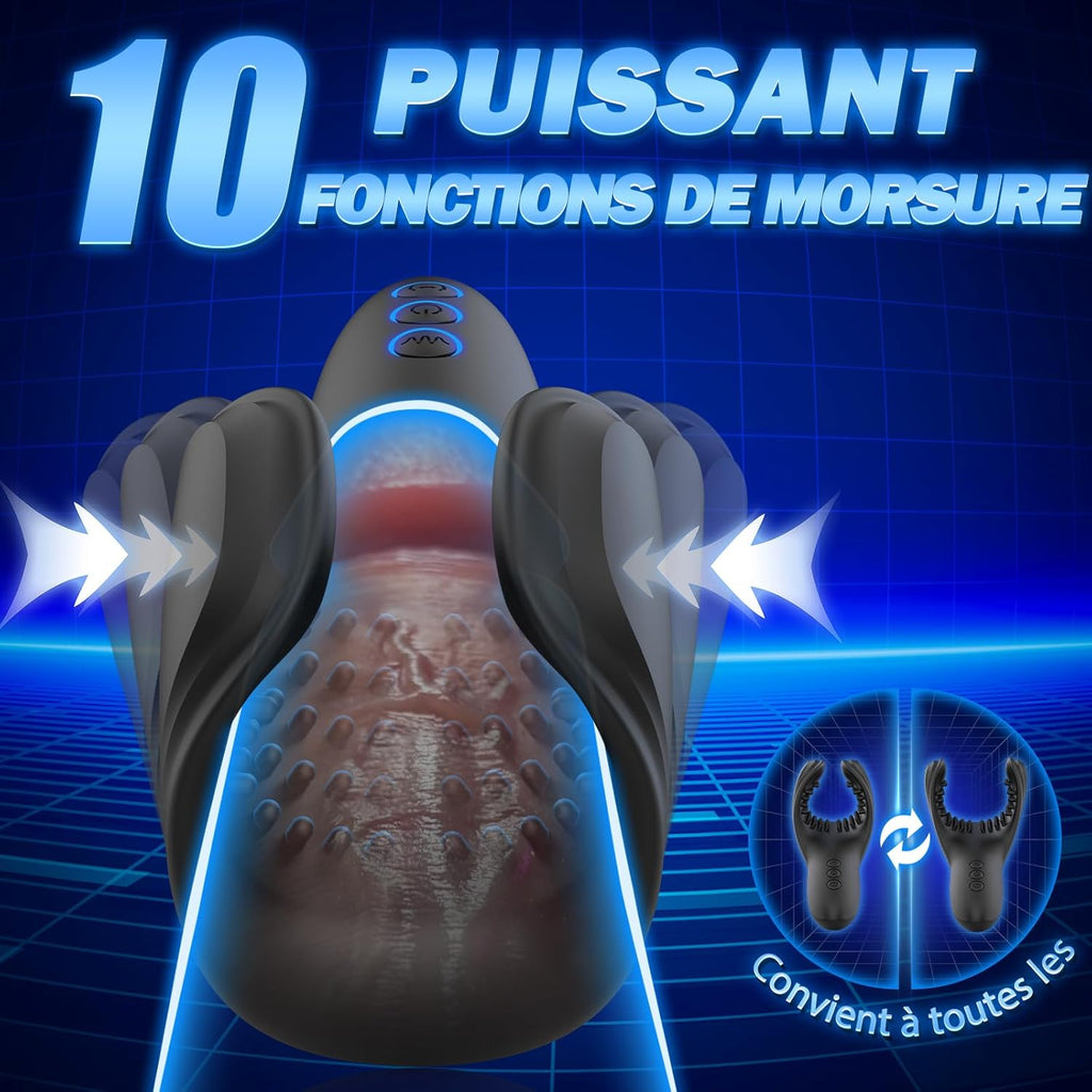 Vibromasseur Pour Hommes Sex Toys, Vibromasseurs Sex Toýs Couple - Masturbateurs Masculins Mains Libres avec 10 Modes Morsure et de Vibration, Sextoy Homme Sex Toýs Homme Suceur Sextoys