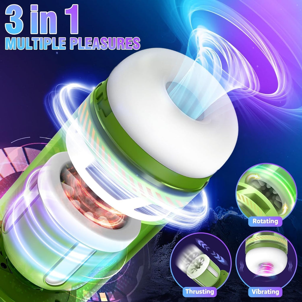 Masturbateur électrique avec 10 vibrations télescopiques - Fonction de choc rotatif - Jouet sexuel pour les hommes - Jouet sexuel pour homme - Masturbateur de poche avec vagin 3D