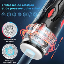 Charger l'image dans la galerie, Masturbateur sex toys vibromasseurs pour homme mains libres avec 7 modes de rotation et fonction choc, masculins masturbeuse orale érotique jouet sexuel, pompe penis