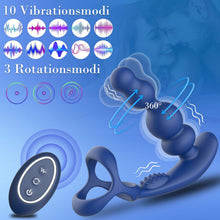 Charger l'image dans la galerie, Vibromasseur anal pour homme - 4 en 1 Stimulation de la prostate - Télécommande Perles anales Godemichet anal avec double anneau pénien 10 vibrations &amp; 3 modes rotation Masseur de prostate Plug anal