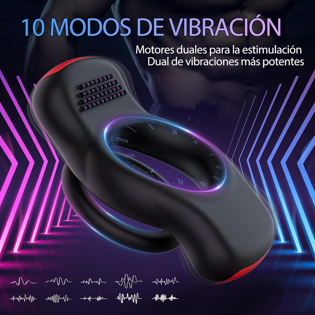 Anneau Penien - Anneau Homme Vibrant Sex Toys, Anneaux de Pénis Sex Toýs Couple Vibromasseurs pour Homme, Double Anneau Pénis avec Télécommande et APP, Stimulateur Clitoridien pour Couple Sex Toy