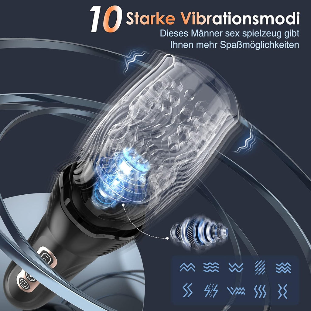 Masturbateurs Masculins Sex Toys,Masturbâteur Homme Mains Libres 10X5 Mode de Vibration & Rotation Télescopique,Vaginette Sextoyse Homme Sex Masturbateur Homme