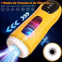 Charger l'image dans la galerie, Electric Masturbateurs Masculins Automatique Électrique Sextoyse Homme Sex, 7 Télescopique + Vibrations Masturbeuse Va et Vient, Mains Libres