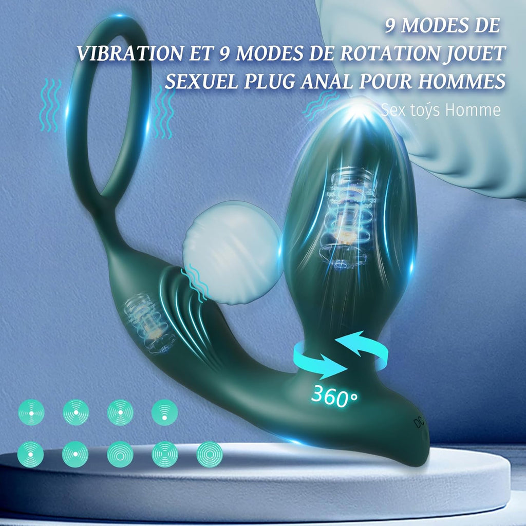 Plug Anus Vibromasseurs avec Anneau Pénien Sex Toys - Vibrateur Anal 10 modes, Prostate Vibrant Sex Toýs Couple Homme, Gode Homme pour Gay Sextoyse Couple Plaisir Homme avec Telecommande APP