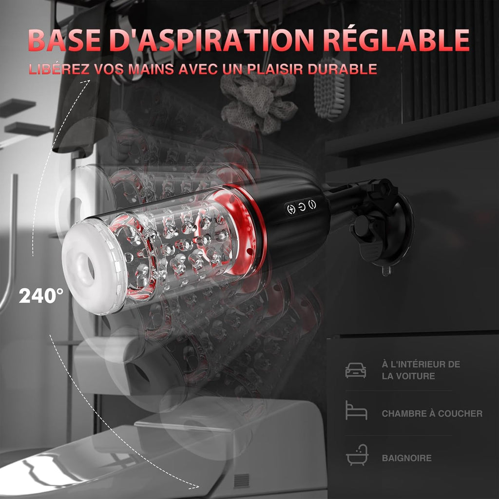 Masturbâteur Homme Mains Libres Vibromasseur Sextoy Homme, 7 Télescopiques & Rotation Masturbateur Automatique Masculin Sextoyse Homme Sexmasturbâteur, 3D Soft Vaginette Masturbâteur Succion Sex Toys
