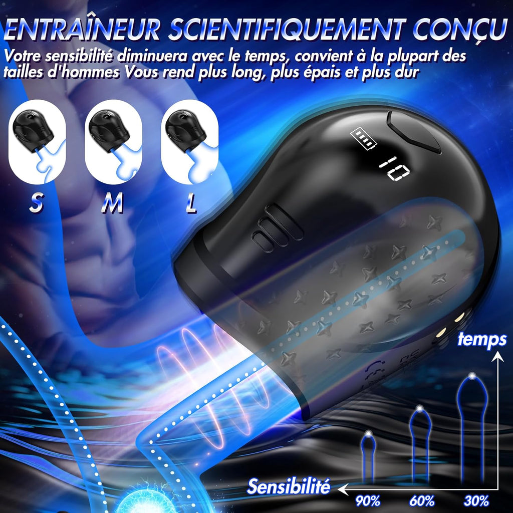 Vibromasseur Pour Pénis Sex Toys - Masturbateurs Masculins Avec écran LCD & 10 Modes de Vibration, Stimulateur de Glande à 360°, Appareils Masturbateurs Cup Sex Toýs Homme Sex Toys Pour Homme