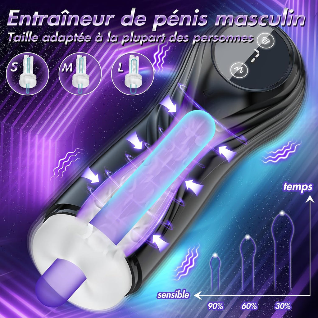 Masturbateurs Masculins Sex Toýs Homme - Masturbateur Homme avec 7 Succion & Vibration & Échappement,Masturbâteur Homme Mains Llibres avec Écran LCD & 3D Vaginette Ultra Réaliste, Sex Toys Couple.