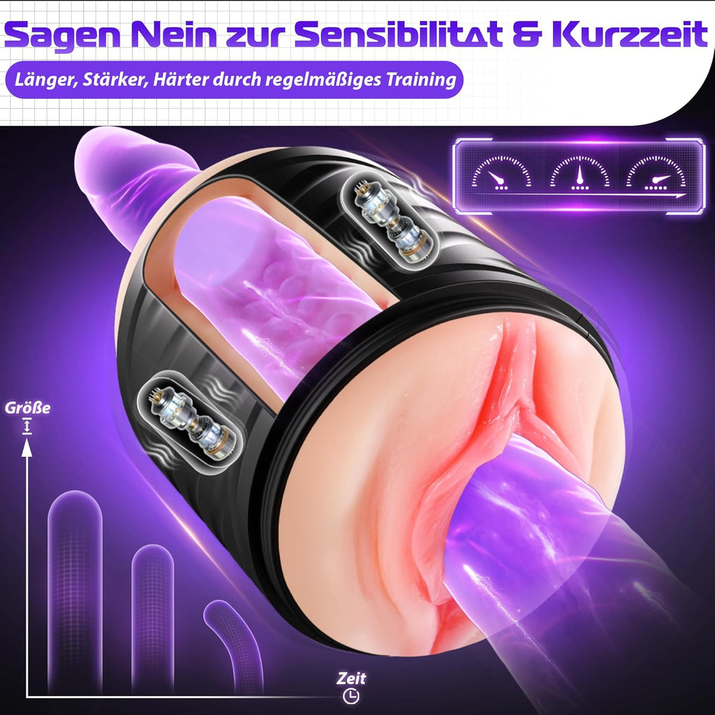 Masturbateurs Masculins Sex Toys Masturbeuse Homme, Masturbâteur Homme Mains Libres avec 7 Modes de Vibration, 2 Moteurs Masturbateur Vaginette Sextoy Homme