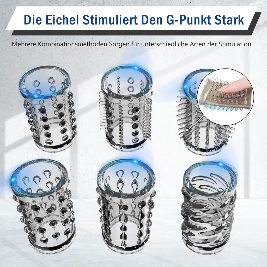 Manchette pour pénis, lot de 6 manchons pour pénis Fallinsexy Manchon pour pénis réutilisable transparent pour agrandissement du pénis, jouets sexuels pour hommes, manchon pour pénis pour améliorer
